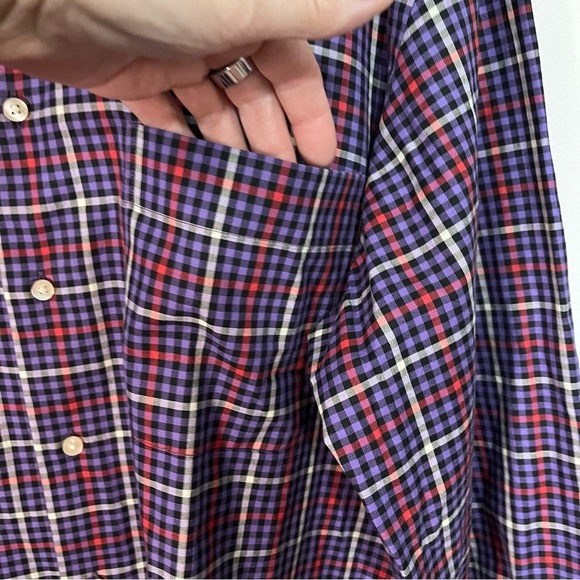 Peter Millar Purple Plaid Button Down Long Sleeve Shirt - Picture 8 of 11